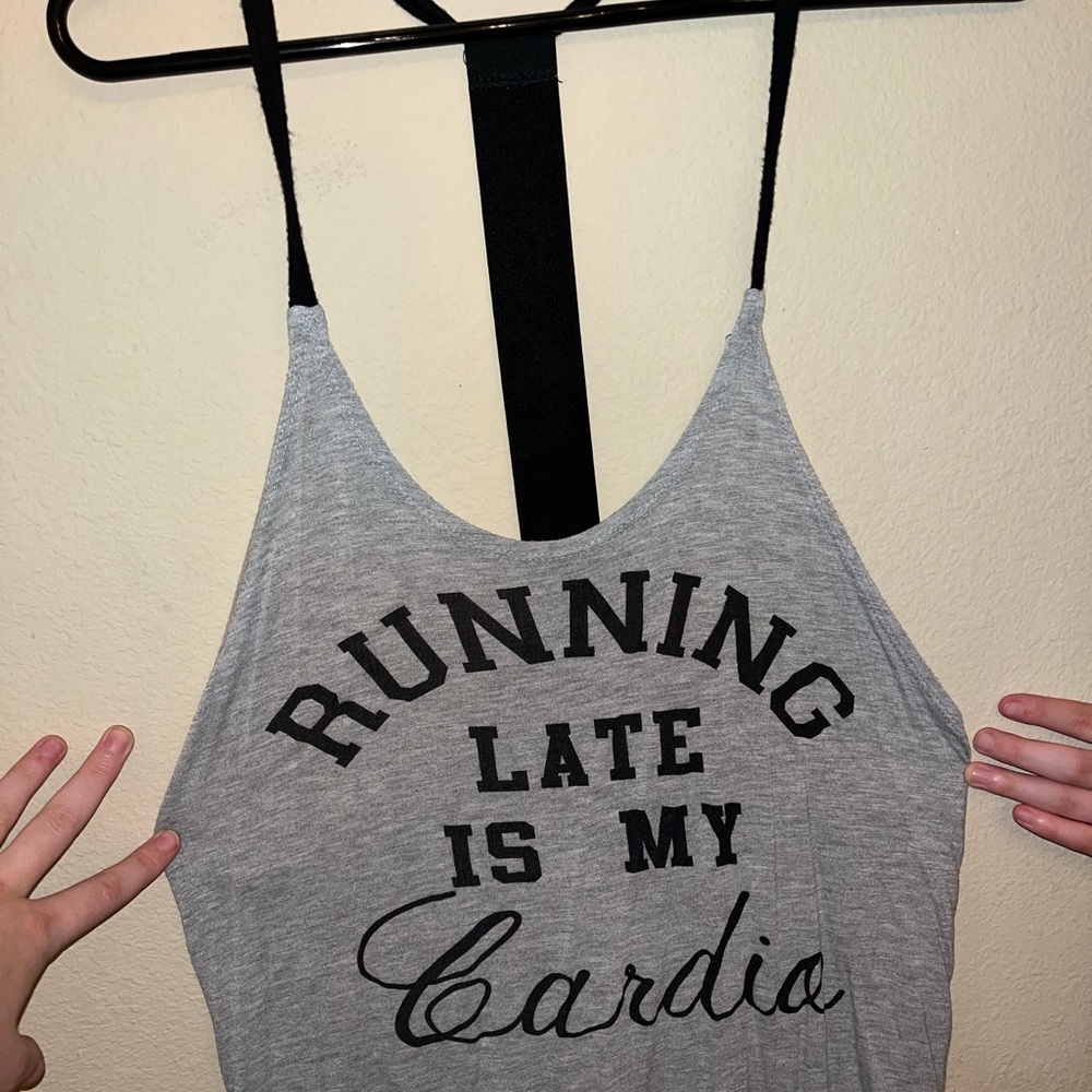 Wish and Whim grey athletic tank top